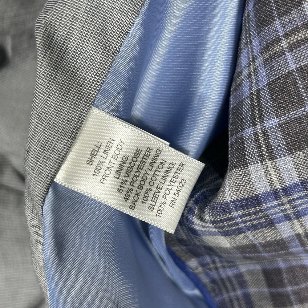 Banana Republic Sport Coat L Mens 42S Plaid 100 Linen Tailored Fit Chore Jacket